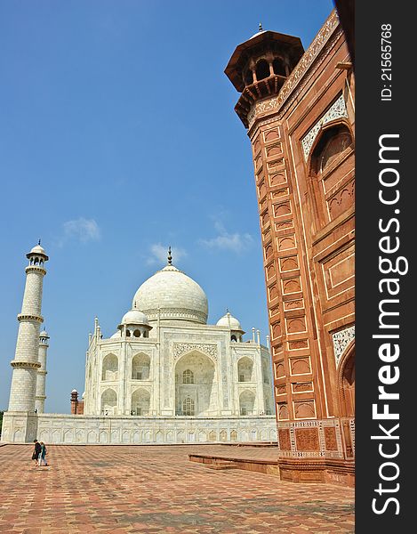 Taj Mahal in Agra in the Uttar Pradesh region of India. It is a one of New Seven Wonders of the World. Taj Mahal in Agra in the Uttar Pradesh region of India. It is a one of New Seven Wonders of the World.