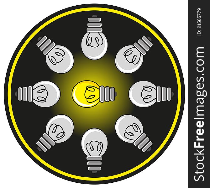 illustration the group of lamp describe innovation symbol. illustration the group of lamp describe innovation symbol