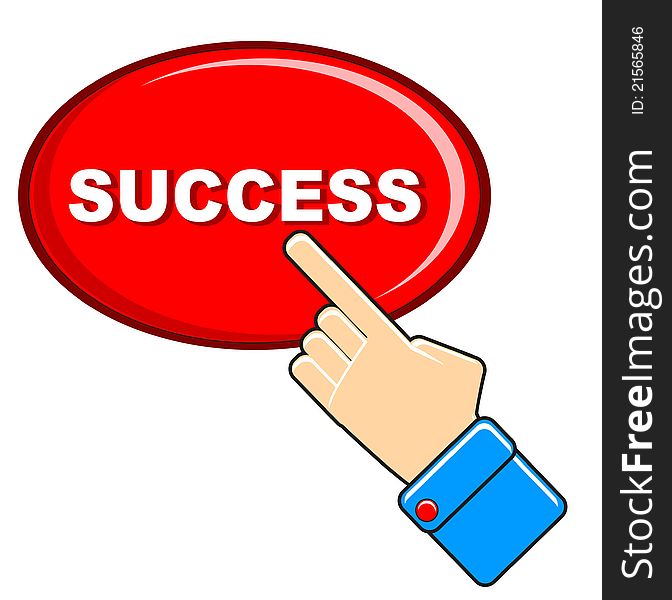 Illustration of businessman finger touch success button