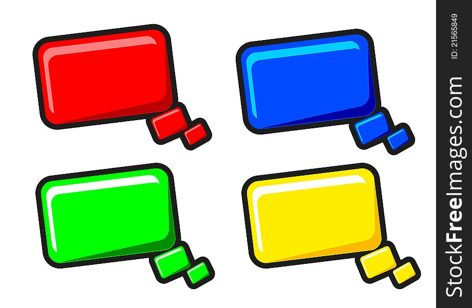 Illustration of balloon text with different color show thinking icon