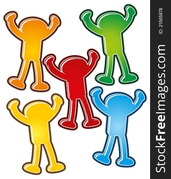 Illustration of group colorful people created with cartoon style