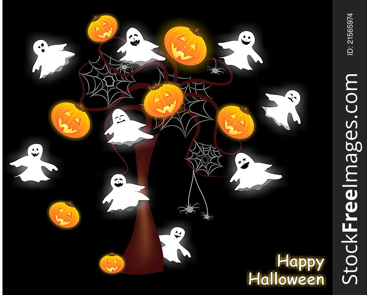 Fun and original Halloween background with pumpkins, ghosts and many other subjects typical of this holiday. Fun and original Halloween background with pumpkins, ghosts and many other subjects typical of this holiday