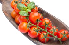 Cherry Tomatoes With Basil Stock Photos Cherry Tomatoes With Basil Stock Photos