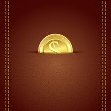 Gold Coin In Wallet Royalty Free Stock Photo