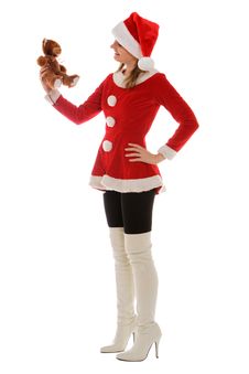 Santa S Helper Talking To A Bear Stock Images Santa S Helper Talking To A Bear Stock Images