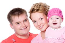 Happy Young Family With Beautiful Baby Stock Photos