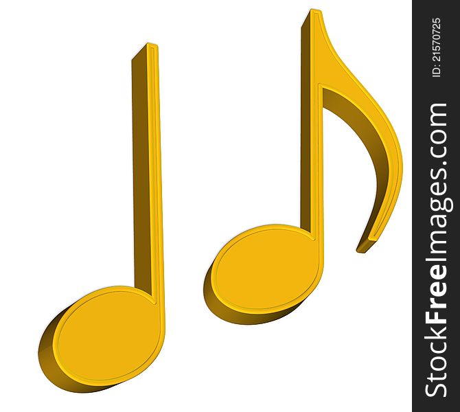 3D Musical notes on white background for design. 3D Musical notes on white background for design