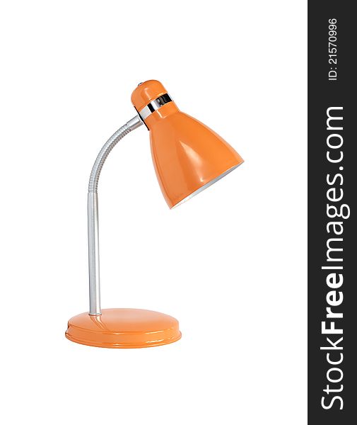 Modern yellow desk lamp on white background. Isolated with clipping path