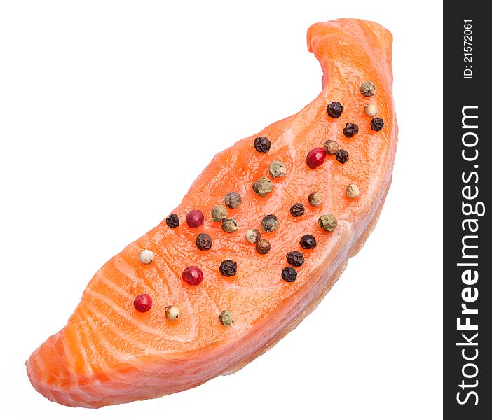 Fresh Slice Of Salmon With Color Pepper