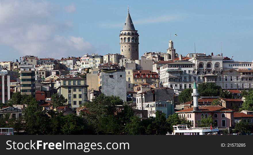 A view of Galata Tower in Istanbul, Turkey. A view of Galata Tower in Istanbul, Turkey.