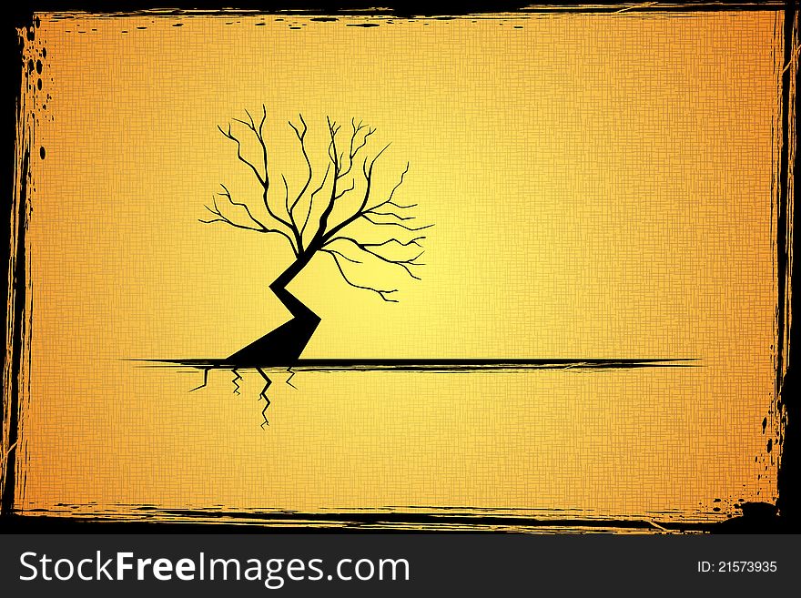 Illustration of abstract dry tree on textured background with grungy frame. Illustration of abstract dry tree on textured background with grungy frame