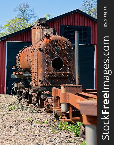 An old locomotive children's railway in Mariefred, Sweden. An old locomotive children's railway in Mariefred, Sweden
