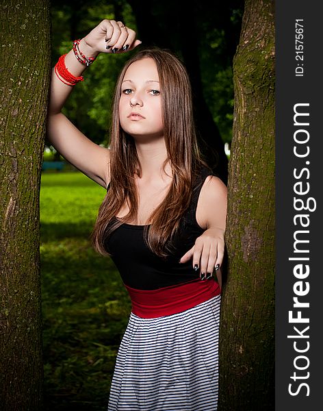 Young lady portrait in the woods.