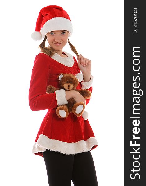 Santa S Helper Holding A Bear