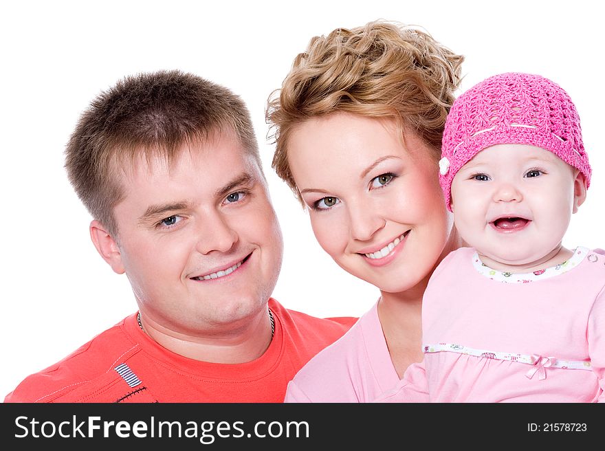 Happy Young Family With Beautiful Baby