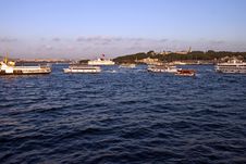 Ships In Bosporus Strait Stock Photos