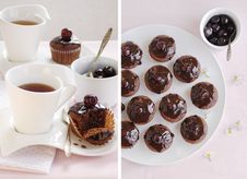 Breakfast With Chocolate Cup Cakes Stock Photos Breakfast With Chocolate Cup Cakes Stock Photos