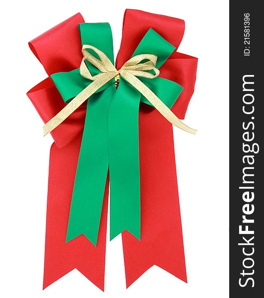 Red ribbon and bow Isolated on white background with clipping path