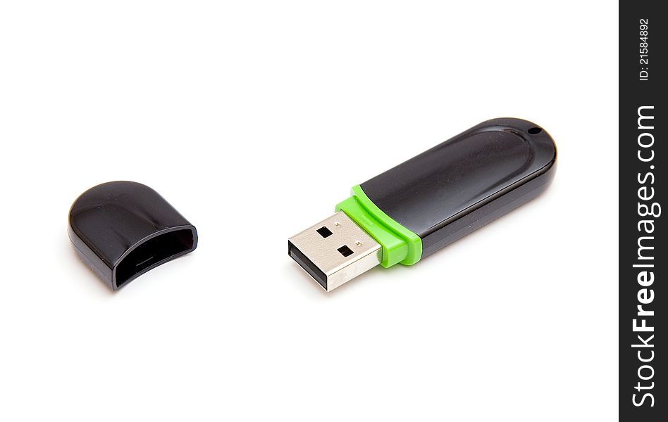 Flash drive on white background