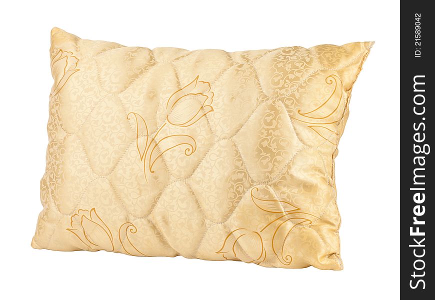 Nice and beautiful yellow handicraft pillow with tulip flower design. Nice and beautiful yellow handicraft pillow with tulip flower design