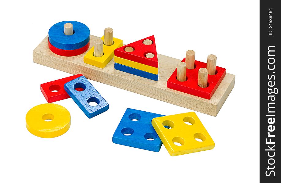 Wooden toy colorful bricks