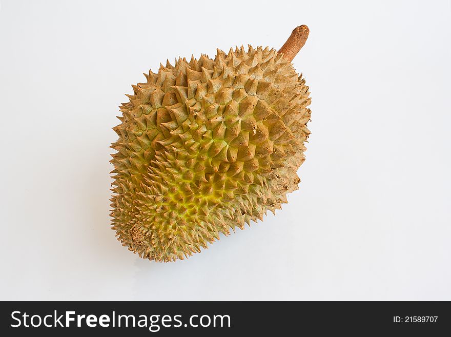 Single whole durian isolated on white background. Single whole durian isolated on white background