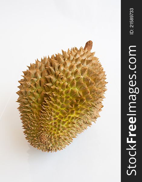 Single whole durian isolated on white background. Single whole durian isolated on white background