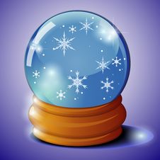 Glass Ball With Snowflakes Stock Images