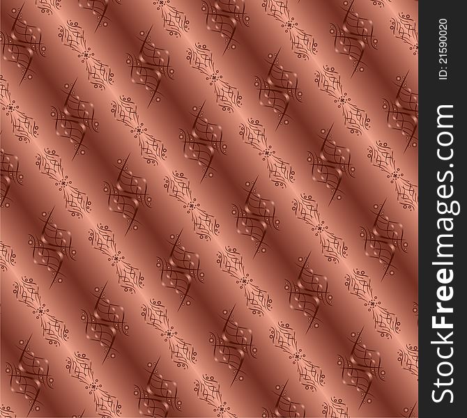 Beautiful seamless ornamental pattern  chocolate - gold with  gradient elements, vector  illustration