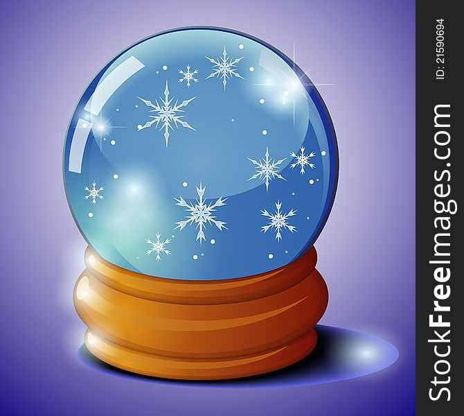 Glass ball with snowflakes