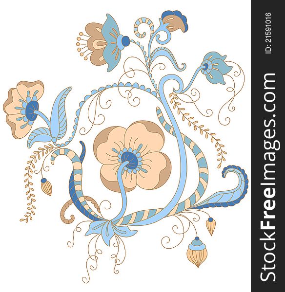 Vector illustration of floral ornament on white. Vector illustration of floral ornament on white.