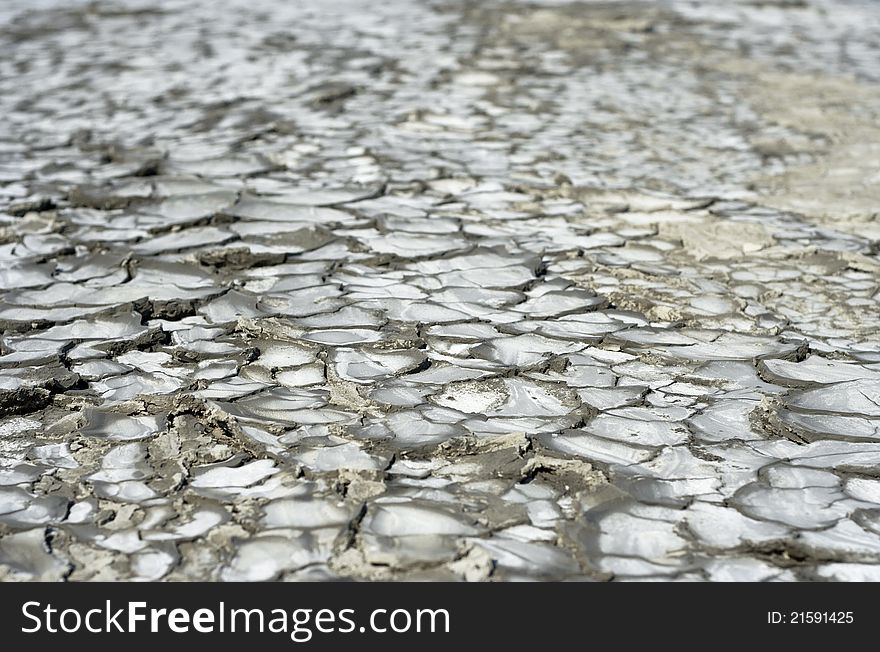 Close up of dry mud texture, raw