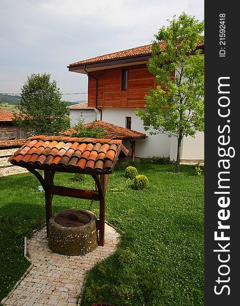 Well for water. Beautiful yard and house, built with an architectural style typical of the Bulgarian Renaissance. Well for water. Beautiful yard and house, built with an architectural style typical of the Bulgarian Renaissance.