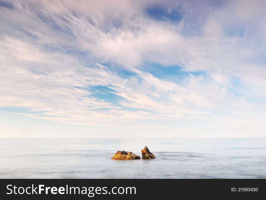 Landscape with the sea and a stone. Ukraine, Crimea, Black sea. Landscape with the sea and a stone. Ukraine, Crimea, Black sea.