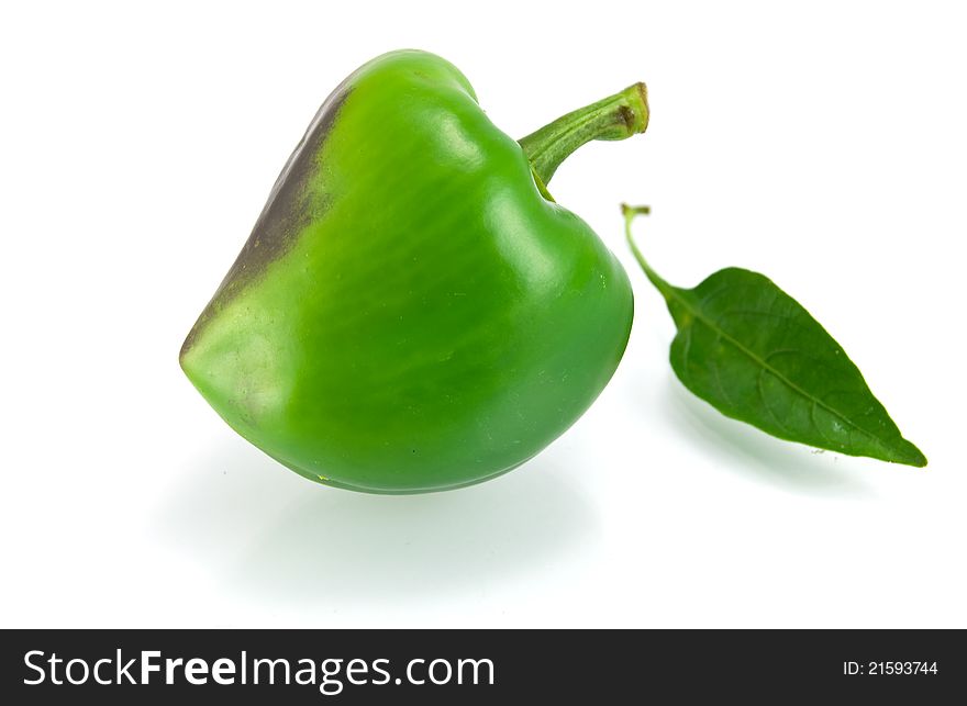 Green Sweet Pepper On A White Background