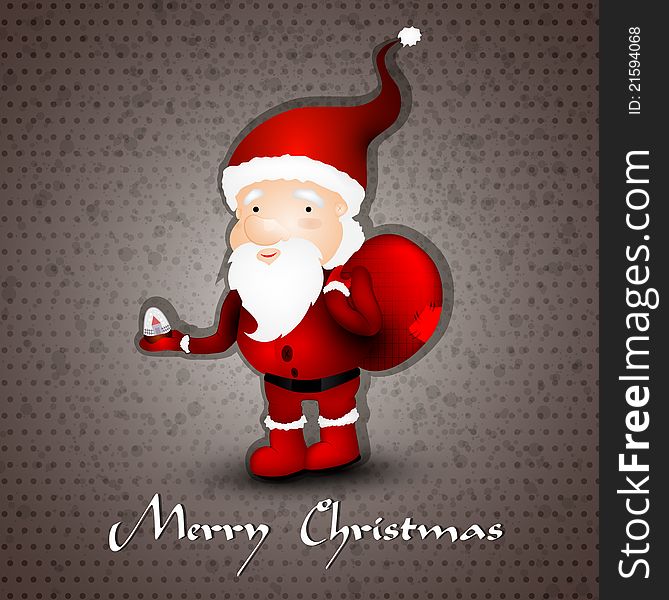 Christmas Greeting Card Whith Cute Santa Claus