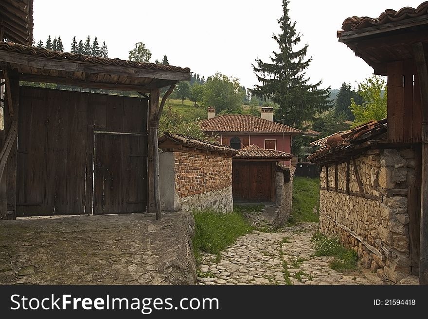 Old stone streets. Typical for Bulgaria Revival architectural style of 17-18 centuries.