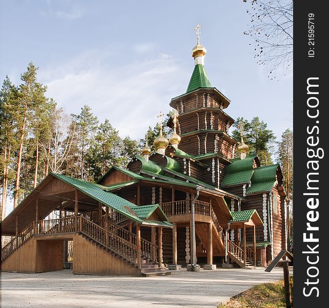 The man's monastery, Ekaterinburg, is constructed of wooden logs. The man's monastery, Ekaterinburg, is constructed of wooden logs