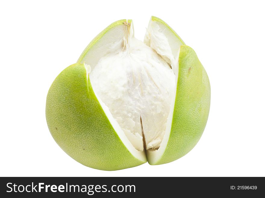 A pummelo peel off the skin isolated on white