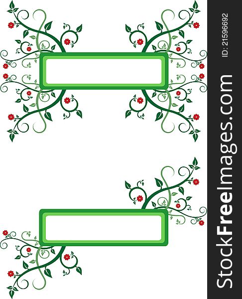Two green nature banners with flowers and Leaves. Two green nature banners with flowers and Leaves