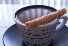 Cup Of Coffee With A Baked Swi Stock Images