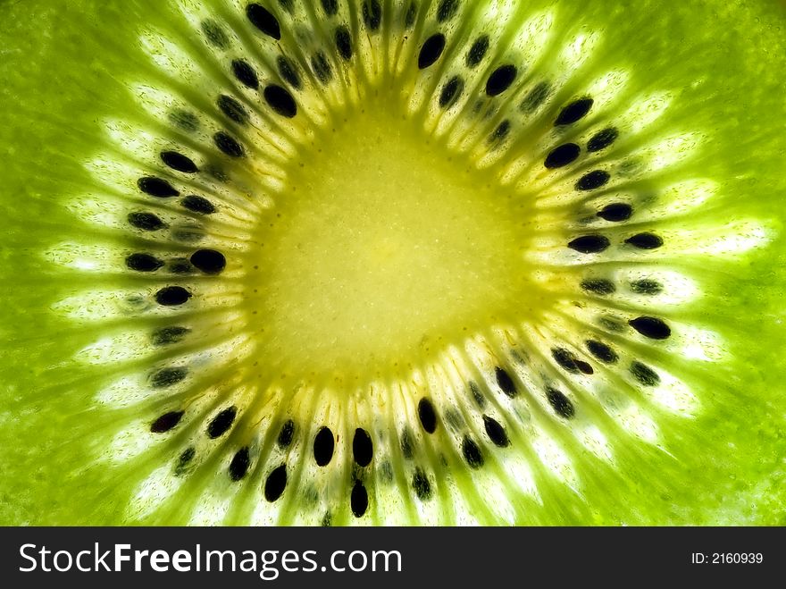 Lushes green slice of a kiwi