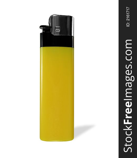 Yellow lighter, isolated on white, with clipping path. Yellow lighter, isolated on white, with clipping path.