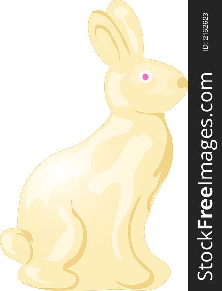 Illustration of a white chocolate bunny for Easter