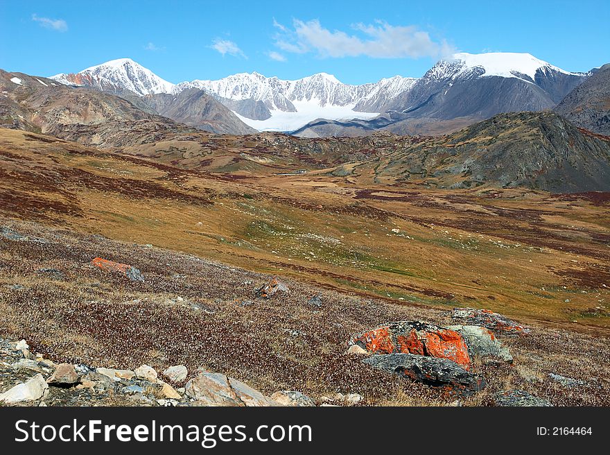 Mountains landscape and glacier. Altai. Russia. Mountains landscape and glacier. Altai. Russia.