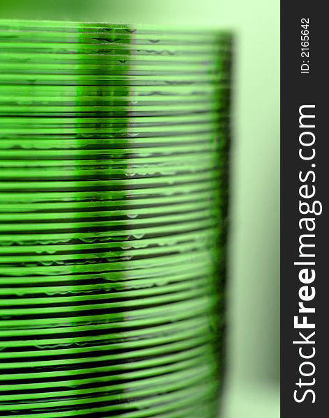Stack of green filter disks. Stack of green filter disks