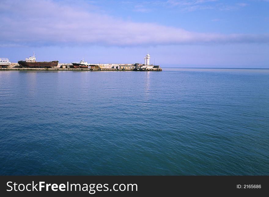 Seaport  city of Yalta,  Crimean peninsula. Seaport  city of Yalta,  Crimean peninsula