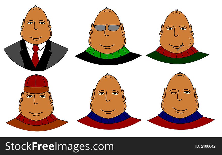 Different styles of a chubby man.