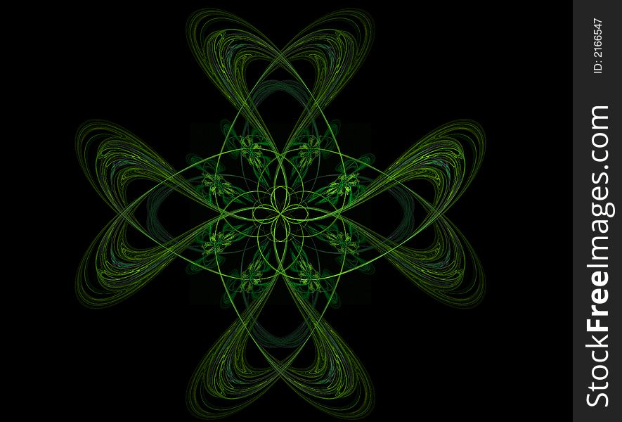 Abstract green symmetric design with black background. Abstract green symmetric design with black background
