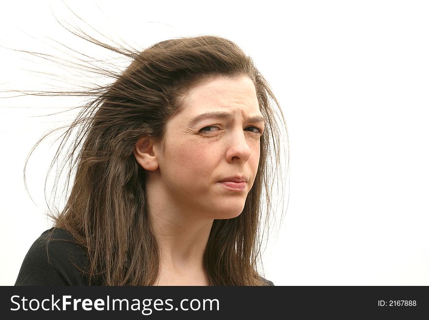 Girl with long hair flying in the wind. Girl with long hair flying in the wind